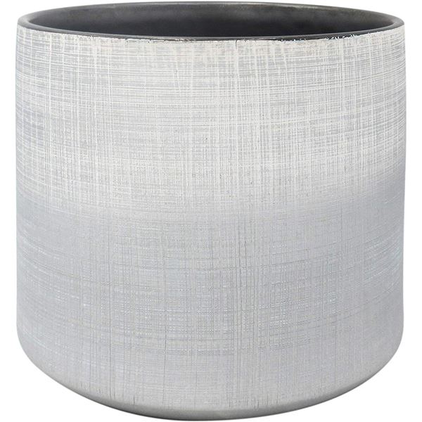 Amazon Brand - Rivet Rustic Stoneware Crosshatch Indoor Outdoor Flower Cylindrical Plant Pot, 7.9"H,