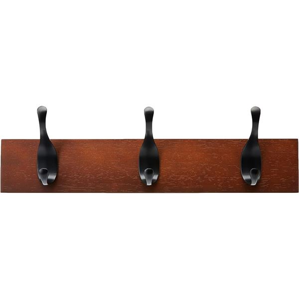 Amazon Basics Wall Mounted Modern Coat Rack, 3 Hooks, Espresso - B07L36MHHC - Retail USD $15/pc. Tot