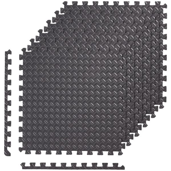 Amazon Basics Foam Interlocking Exercise Gym Floor Mat Tiles - Pack of 6, 24.7 x 24.7 x .5 Inches, B