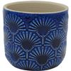 Image 1 : Amazon Brand ï¿½€“ Stone & Beam Cylindrical Small Fan-Embossed Planter, 4.3"H, Blu