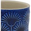 Image 2 : Amazon Brand ï¿½€“ Stone & Beam Cylindrical Small Fan-Embossed Planter, 4.3"H, Blu
