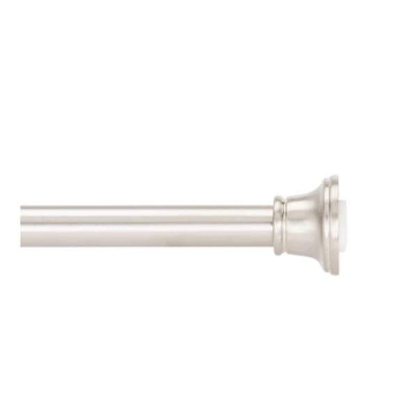 Amazon Basics Tension Curtain Rod, Adjustable 36-62" Width - Nickel, Bell Finial