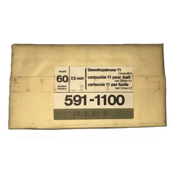 7.5 x 55 SWISS Ammo Brick - 60 Rds NIB GP11