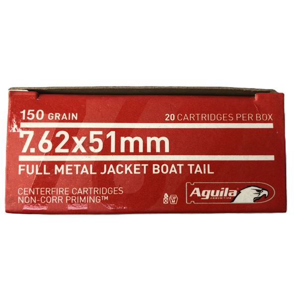 7.62 x 51 Aguila FMJ BT- 150 Gr- 20 Rds NIB
