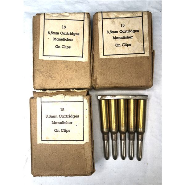 6.5MM Mannlicher - 45 Rounds - Belgian MILITARY