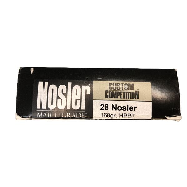 28 Nosler Match Grade - 168 Gr - 27 Rds 13 Brass