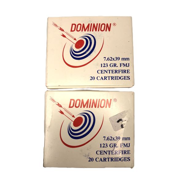 7.62 x 39 FMJ Dominion - 40 Rds - 123 Grain NIB