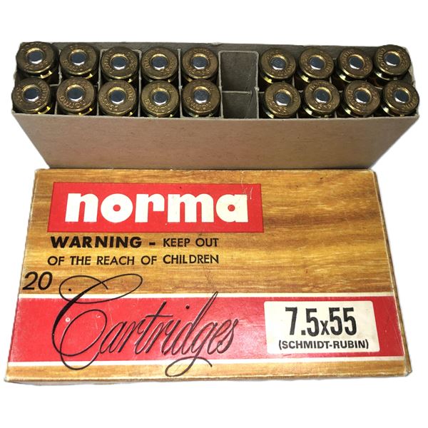 7.5 x 55 Swiss Schmidt Rubin ammo  NORMA - 18 Rounds