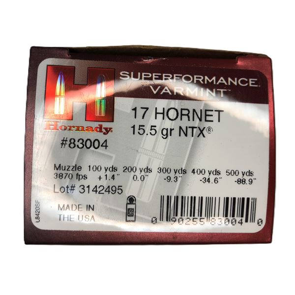 17 Hornet Hornady NTX - 25 Rds NIB