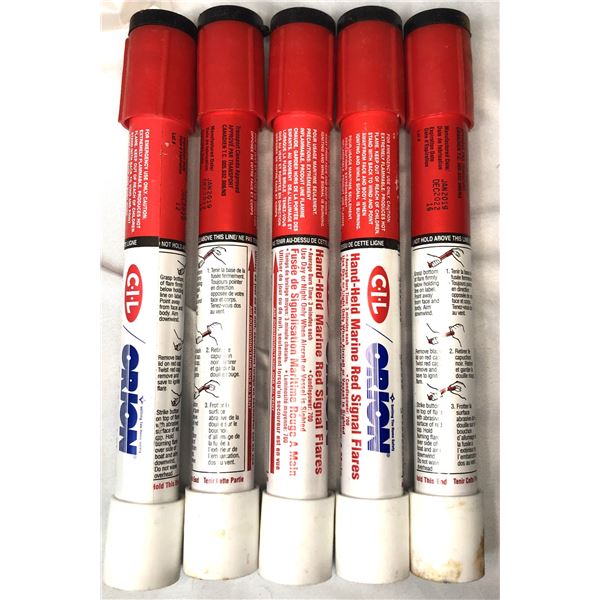Red Handheld Marine FLARES x5