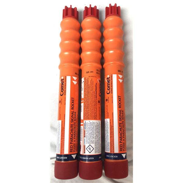 Red Handheld Parachute FLARES x3