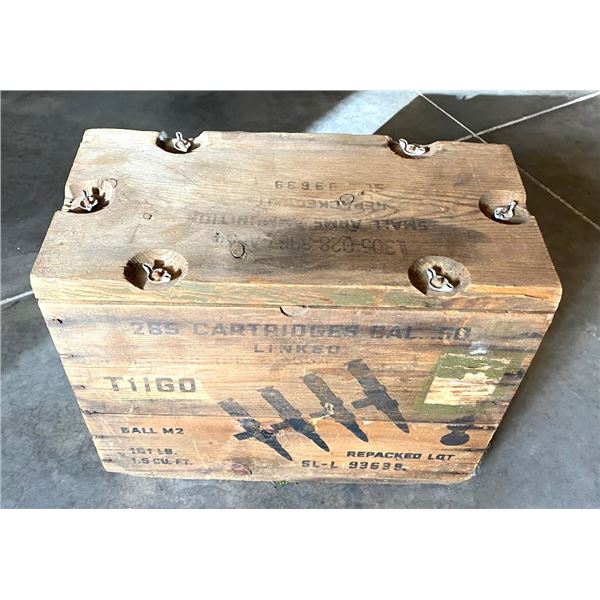 WWII Wooden .50 cal Linked Ammo US Military Crate- Original lettering