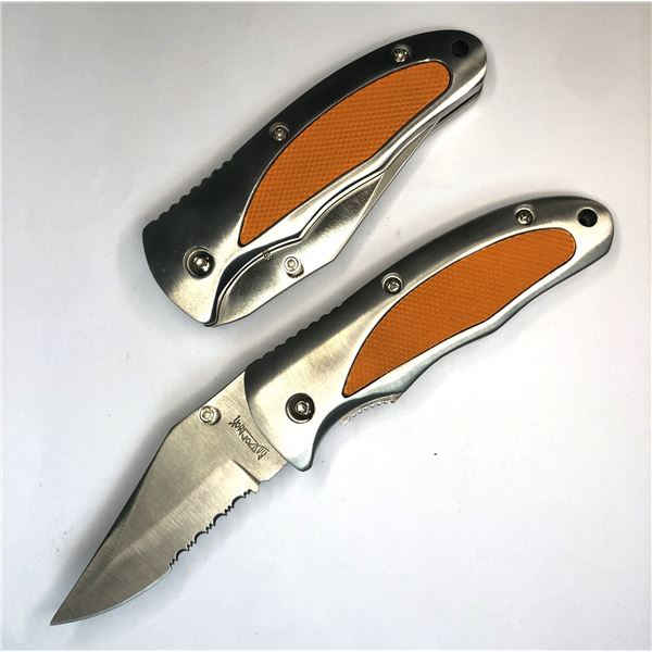 Folding Serrated Blade Knives LOT x2 - NEW