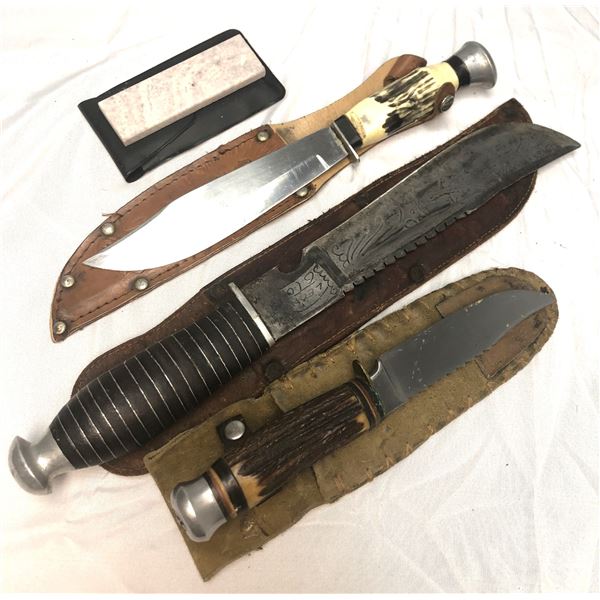 Knife LOT x3 w/ Stone