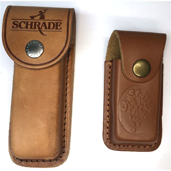 Lot of 2 LEATHER Folding Knife Sheathes