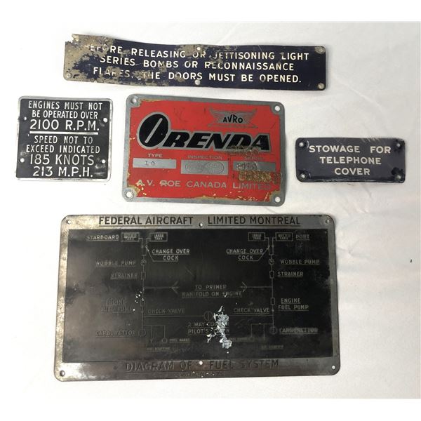 Vintage Metal Data Plates For Aircraft & Machinery