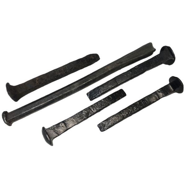 Antique Railroad Metal Spikes Lot - 5 pc Various Types