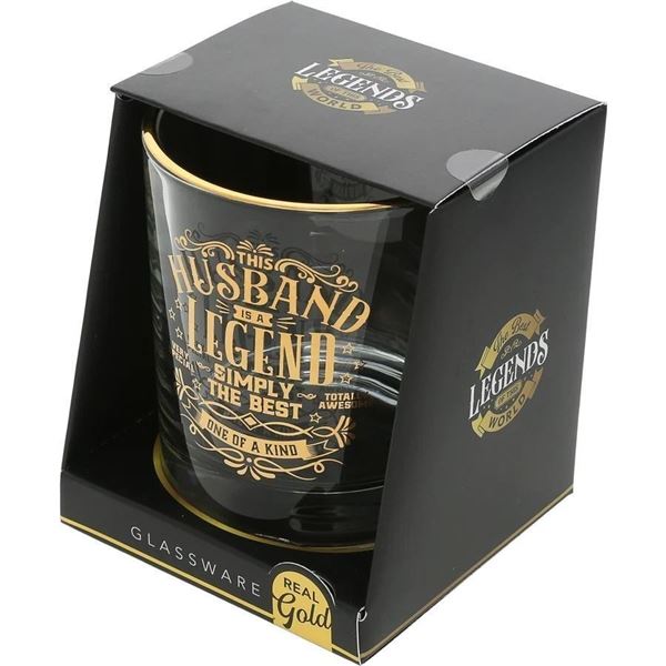 Legends of The World 8 oz Drinks Glass - Husband - NEW