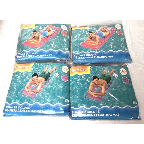 Inflatable Floating Pool Mats x4 - NEW