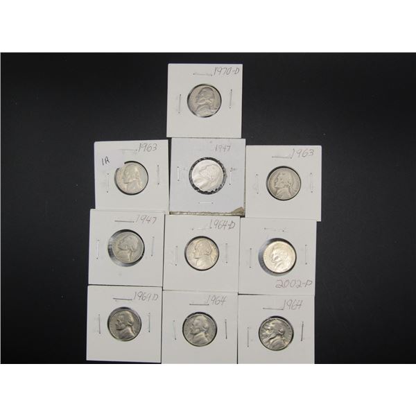 10 Mixed Date Uncirculated Jefferson Nickels