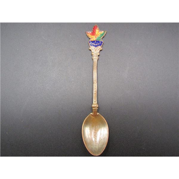 Vintage Copper Souvenir Spoon from Victoria Canada, Maple Leaf