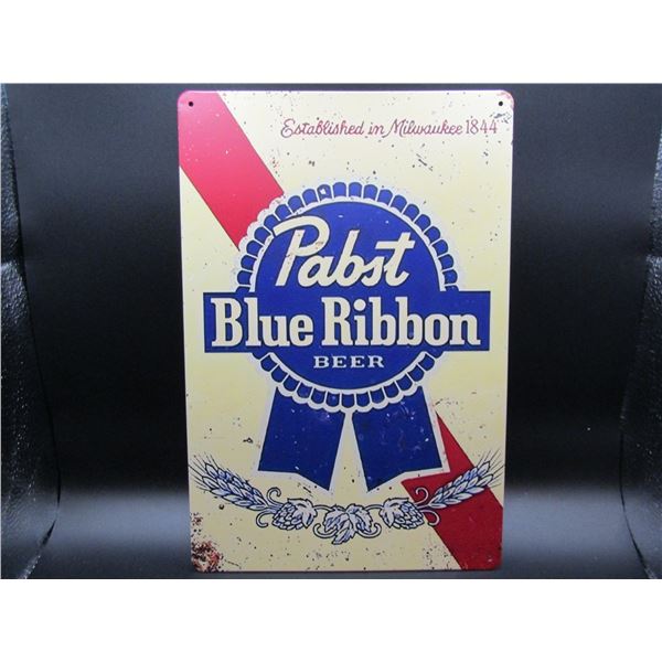Pabst Blue Ribbon Metal Sign Approx 12x8