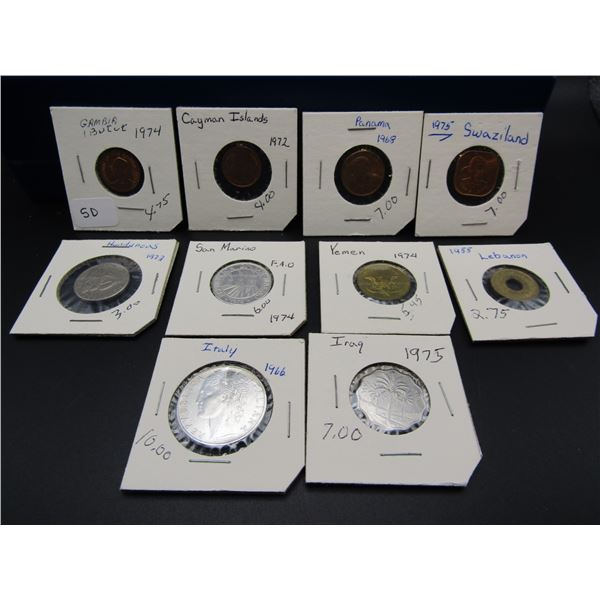 10 Carded Mixed World Coins