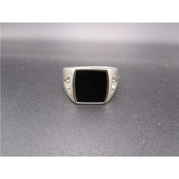 Vintage Sterling Silver Size 13 Black Onyx Ring