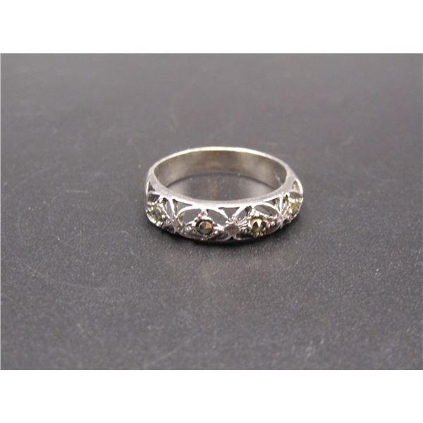 Vintage Sterling Silver and Marcasite Ring, Size 6.5