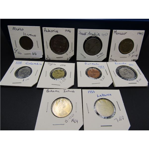 10 Carded Mixed World Coins