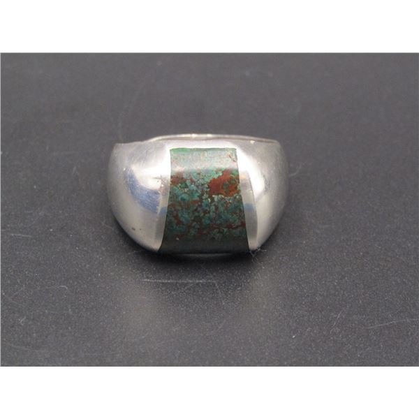 Large Vintage Navajo Sterling Silver Turquoise Ring , Size 12