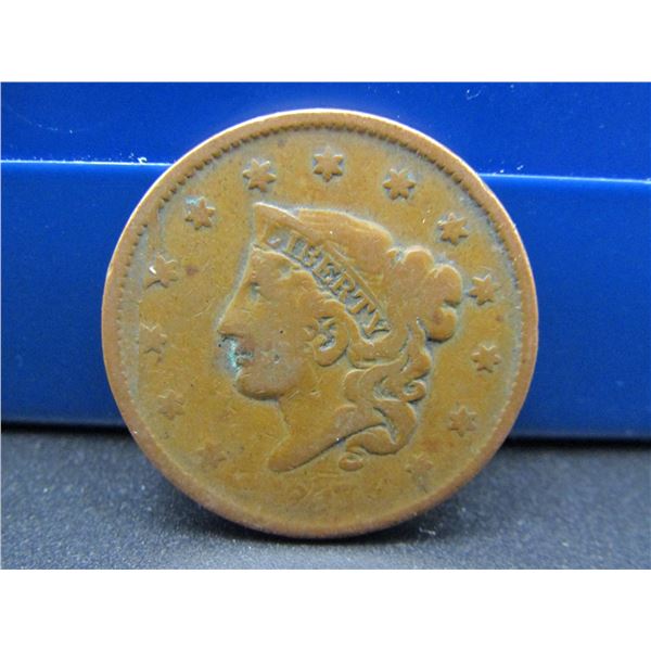 1837 Coronet Head Large Cent, tough Date!