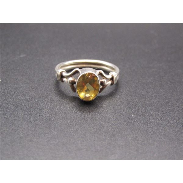 Vintage Sterling Silver Citrine Ring, Size 6