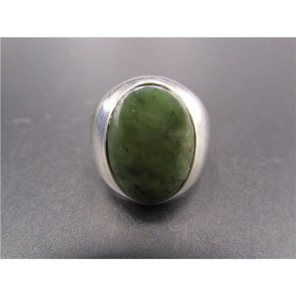 Vintage Sterling Silver Size 10 Black Jade Like Ring