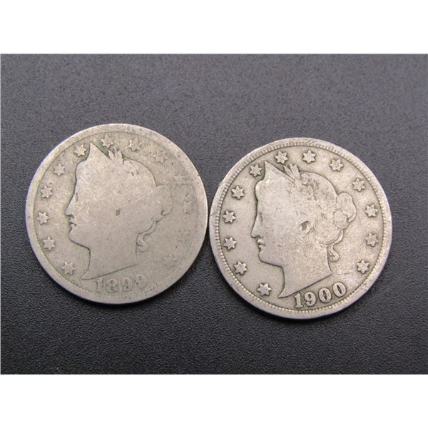 1899, 1900 Liberty Head V Nickels