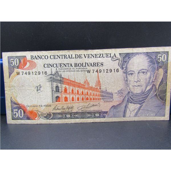 1998 Venez. 50 Bolivares Bank Note. TOUGH