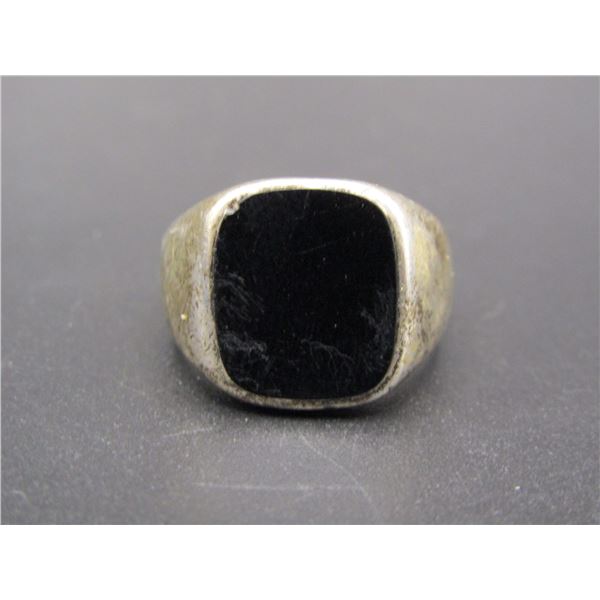 Vintage Sterling Silver, Black Onyx Ring, Size 8