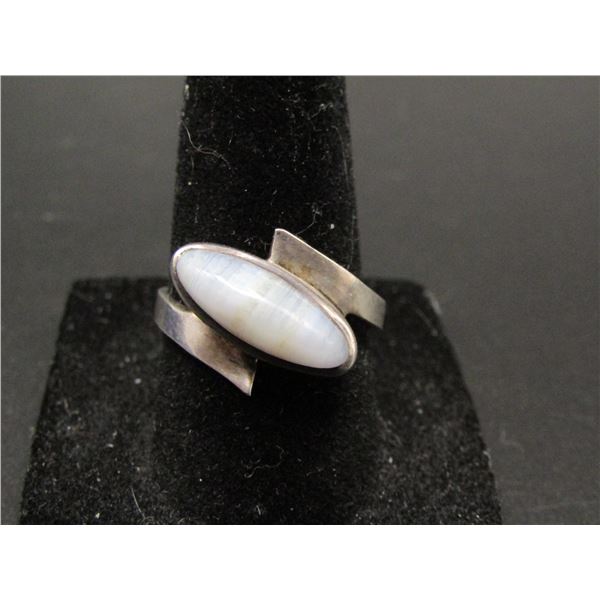 Vintage Sterling Silver Blue Lace Agate Ring, Size 7.5