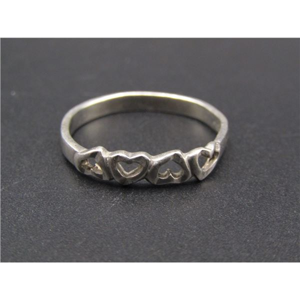 Vintage Sterling Silver 4 Hearts Ring, Size 8