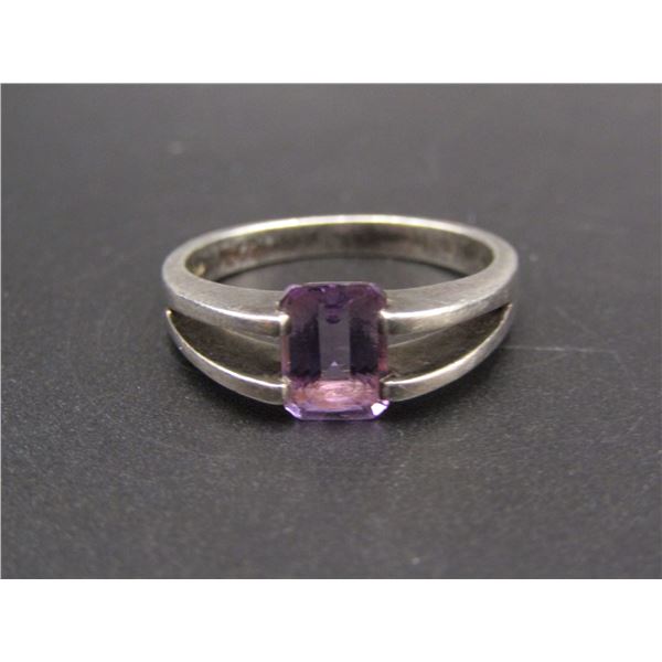 Vintage Pink Amethyst Sterling Silver Ring, Size 9.5