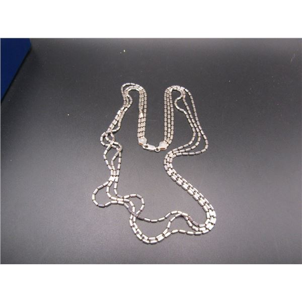 Vintage Sterling Silver Block Chain 3 Strand Necklace 24 Grams of Sterling Silver