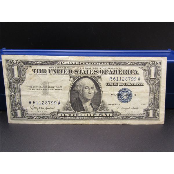 1957-B Blue Seal $1 Silver Certificate, Nice Condition