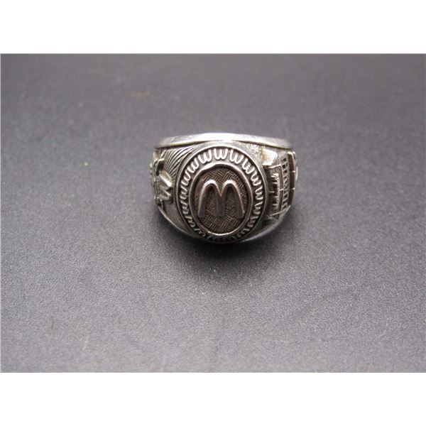 Vintage Sterling Silver McDonalds Employee Ring, Size 6