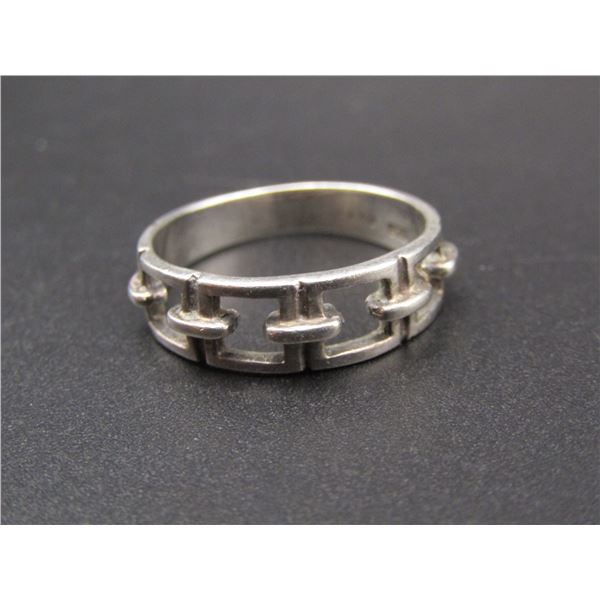 Vintage Sterling Silver Chain Ring, Size 6.5