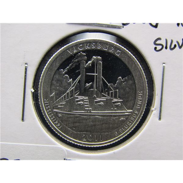 2011-S 90% Silver Deep Proof  Vicksburg  National Park Quarter, High Book Value
