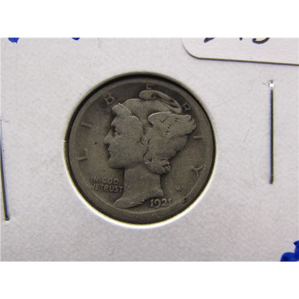 KEY DATE 1921 Mercury Dime. LOW Mintage, Tough Find. 90% Silver, $50 in G4