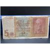 Image 1 : 1942 German 5 Reichsmark Note, Tough WWII Currency