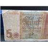Image 2 : 1942 German 5 Reichsmark Note, Tough WWII Currency