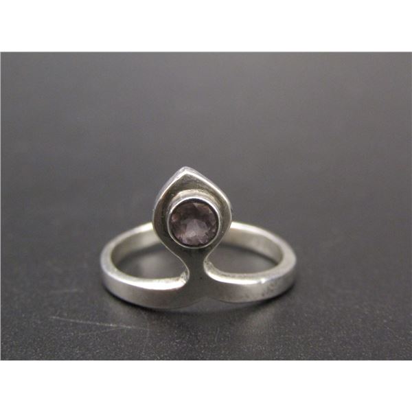 Vintage Sterling Silver Amethyst Bypass Style Ring, Size 7