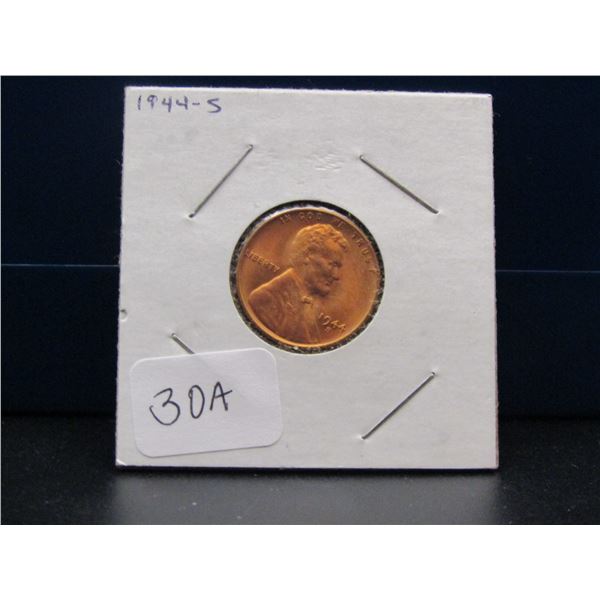 1944-S GEM BU RED Lincoln Wheat Cent, WWII Era